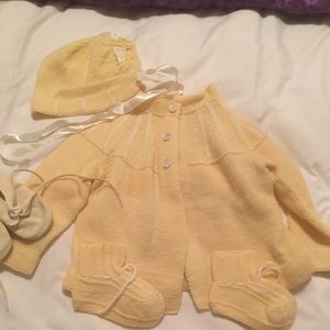 Infant sweater, hat.and booties.., even shoes